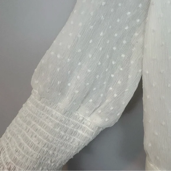 MWT Maje Plumeti Cropped White Wrap Ruffle V-neck Wrap Blouse Size 2 NEW - Picture 10 of 15